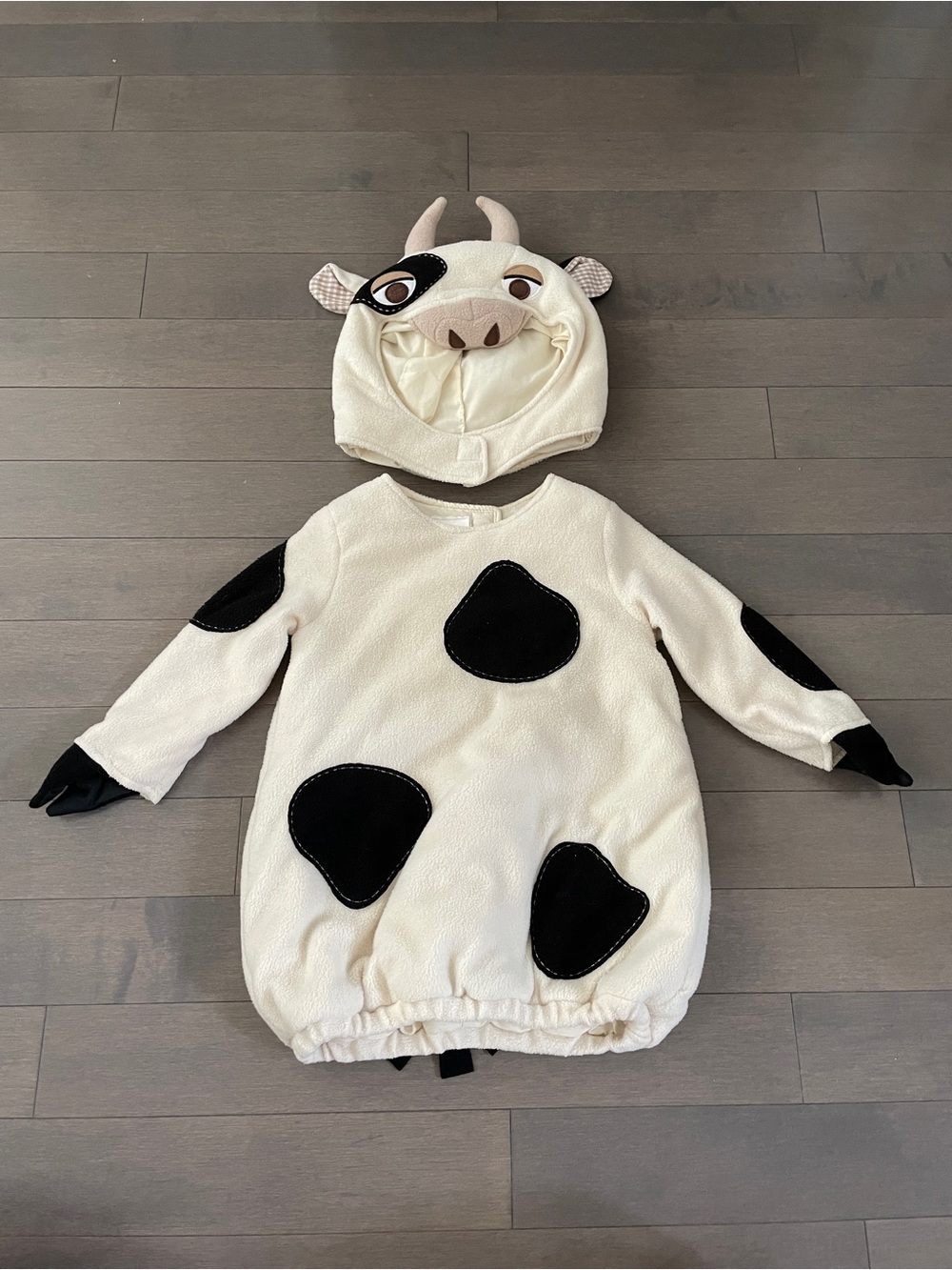 Pottery Barn Kids White & Black Cow Hooded Cow Costume Halloween Vintage